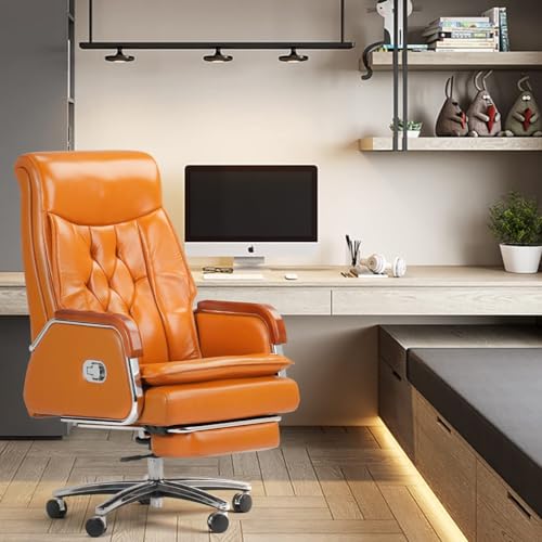 Kinnls Cameron Massage Chair Big and Tall Office Chair 500lbs Genuine Leather High Back Heavy Duty Executive Desk Chair Fully Reclining G242061