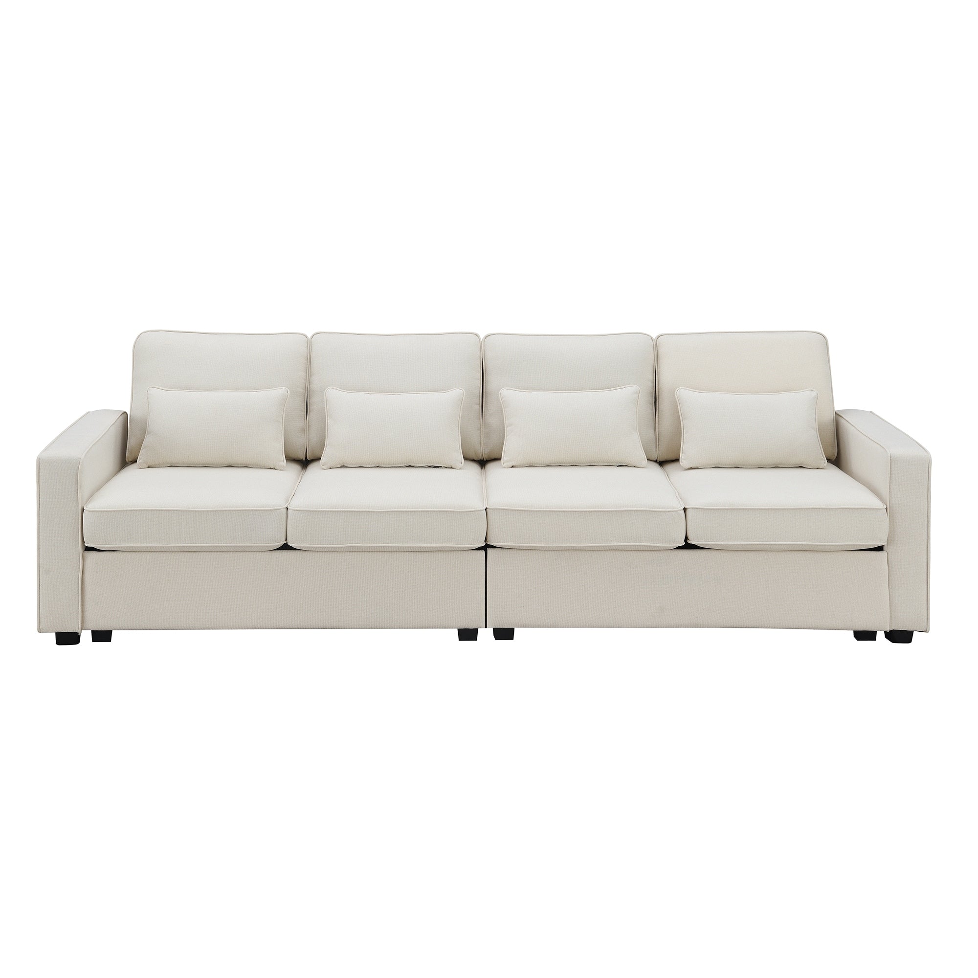 Modern Linen Fabric 4-Seater Sofa with Removable Cushions E6267