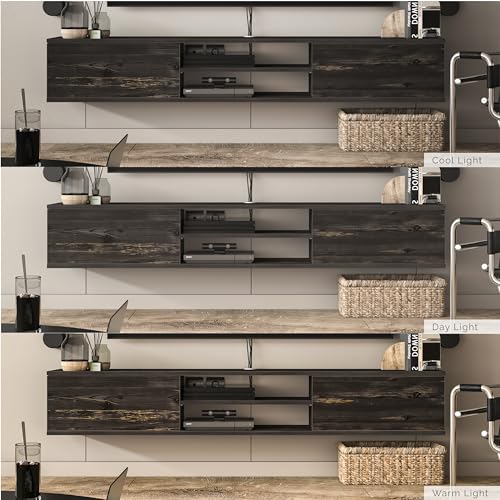 Atelier Mobili Floating TV Stand for 75 inch TV, Wall Mounted, Black Oak T667682