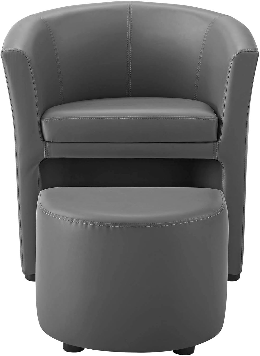Divulge Faux Leather Armchair and Ottoman Set in Gray Q775