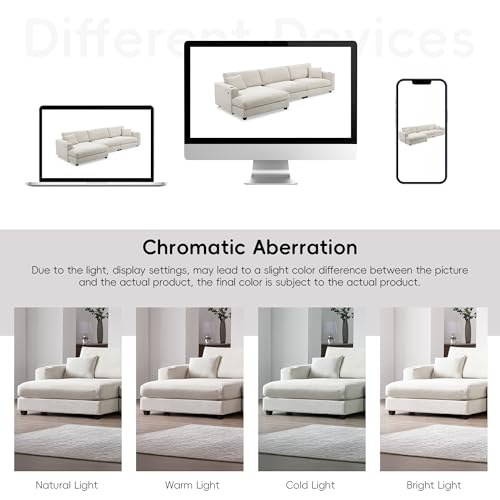 PURLOVE Oversized Corduroy Sectional Sofa with USB Port and Cup Holder Y613870