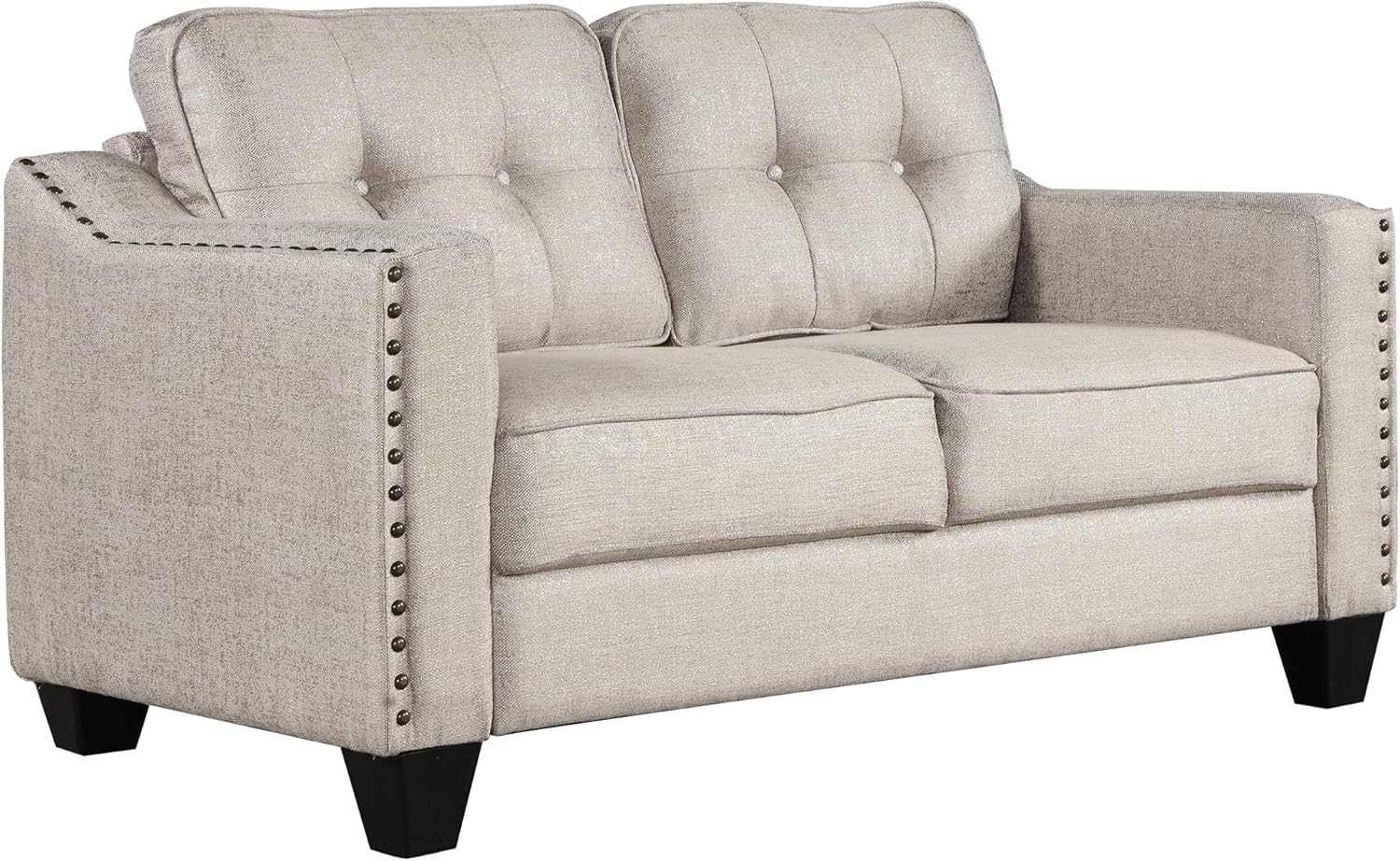 FANYE 3 Pieces Living Room Furniture Set, Loveseat and Armchair, Linen Fabric, Beige V6796
