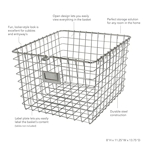 Spectrum Diversified Wire Vintage Locker Basket, Medium, Industrial Gray I282
