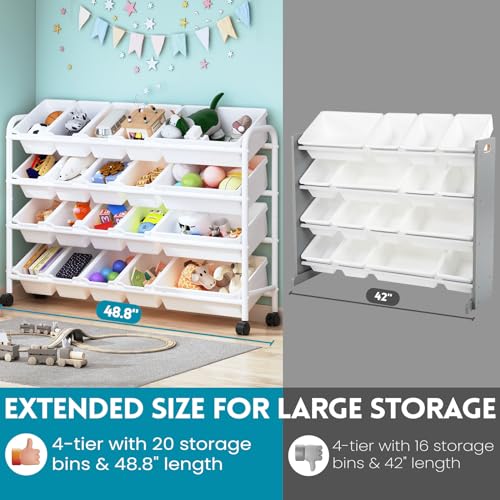 Kids Toy Storage Organizer with 12 Plastic Bins, 4-Tier Metal Rack W380650