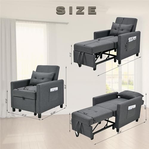 Sofa Bed Sleeper Couch with Pullout Bed, Convertible Chair Bed, Deep Blue C8464