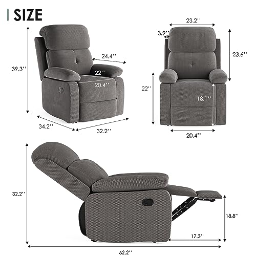 Manual Recliner Chair for Adults Living Room Small Spaces, Sand U7997