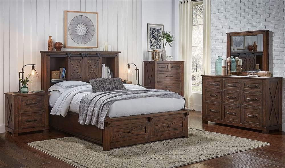 Sun Valley Rustic Solid Wood Queen Storage Bed J288