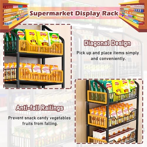 5 Tier Supermarket Shelf Display Rack with Wheels, White U40628