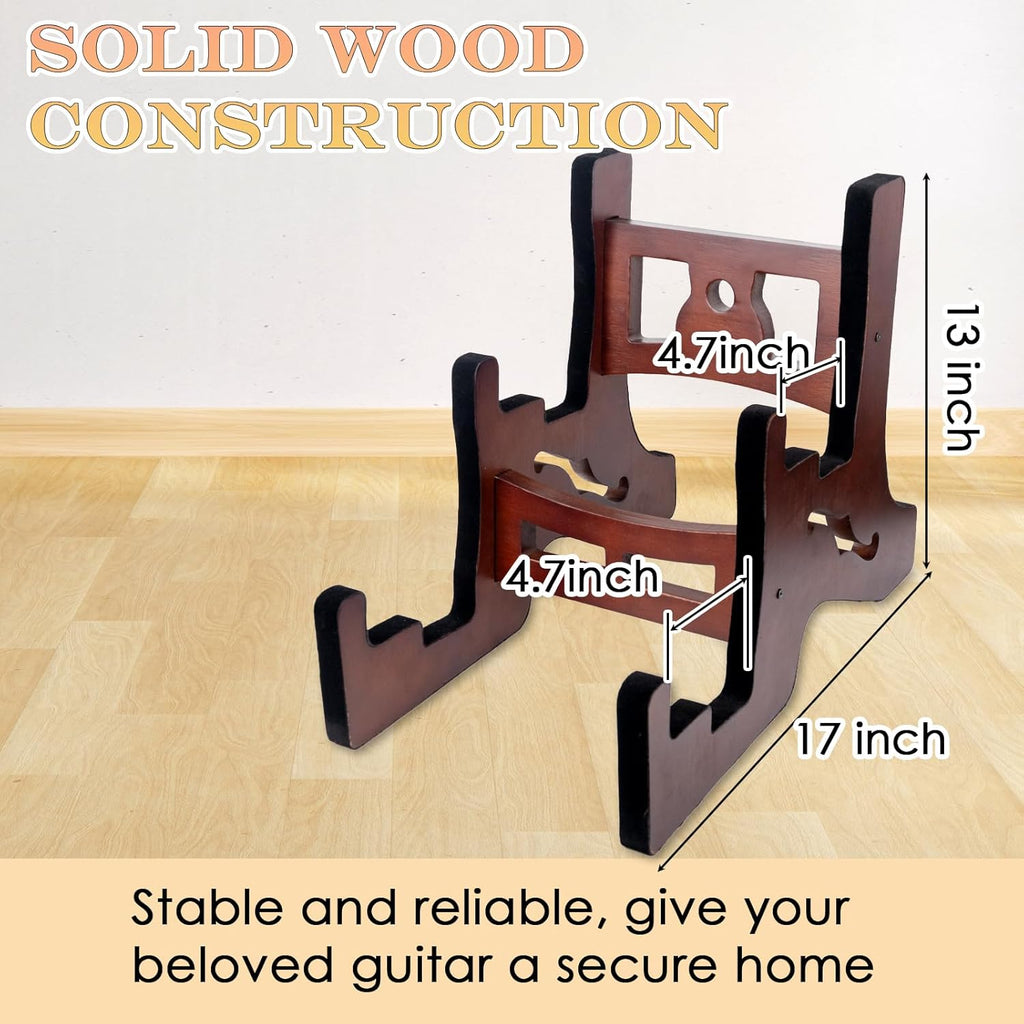 Wooden Guitar Stand for Acoustic Electric Bass, Foam Padded, 2 Space E617957