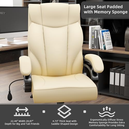 Big and Tall Executive Office Chair Heavy Duty Leather with Lumbar Support P744218