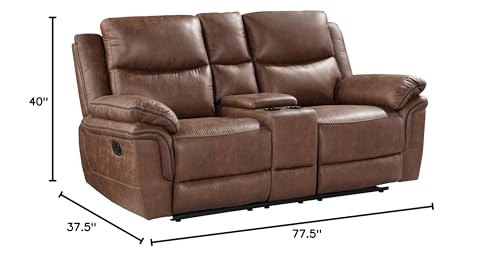 Ryland Polyester Manual Sofa with Dual Recliner, Brown V416032