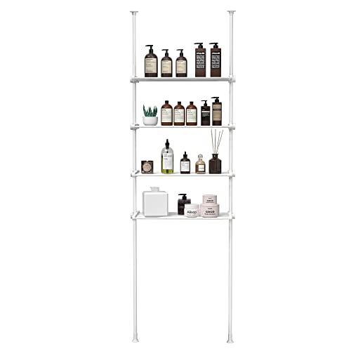 Adjustable Over The Toilet Storage Shelf 4 Tier Metal Rack White T2519