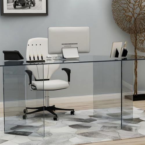 Minimalist Tempered Glass Office Desk with Acrylic Legs N3454