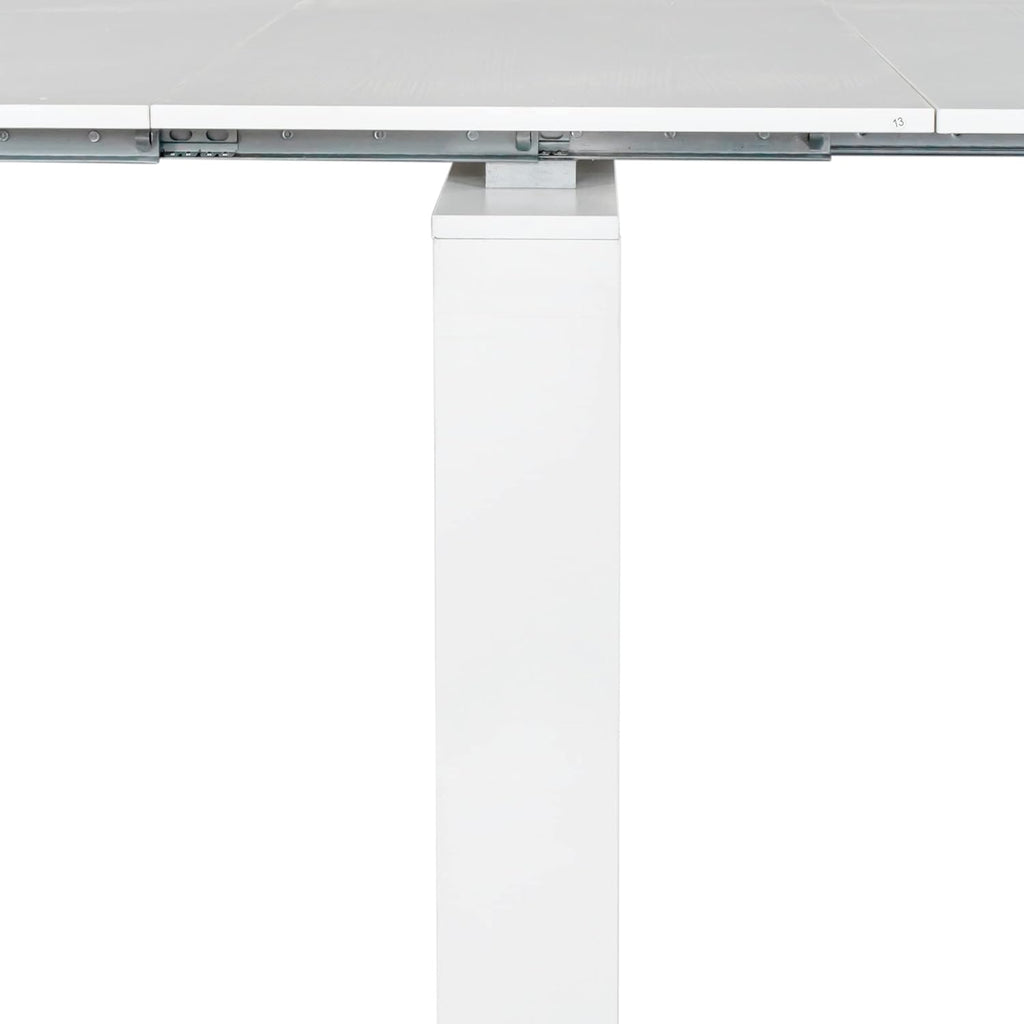 118" Wooden Expandable Dining Table for 8-12 Person, White E81605