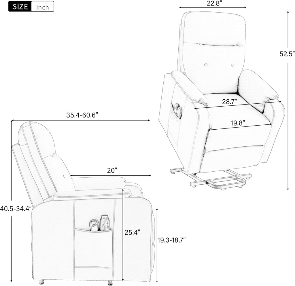 Power Lift Chair for Elderly with Heated Massage, F-Blue W13612