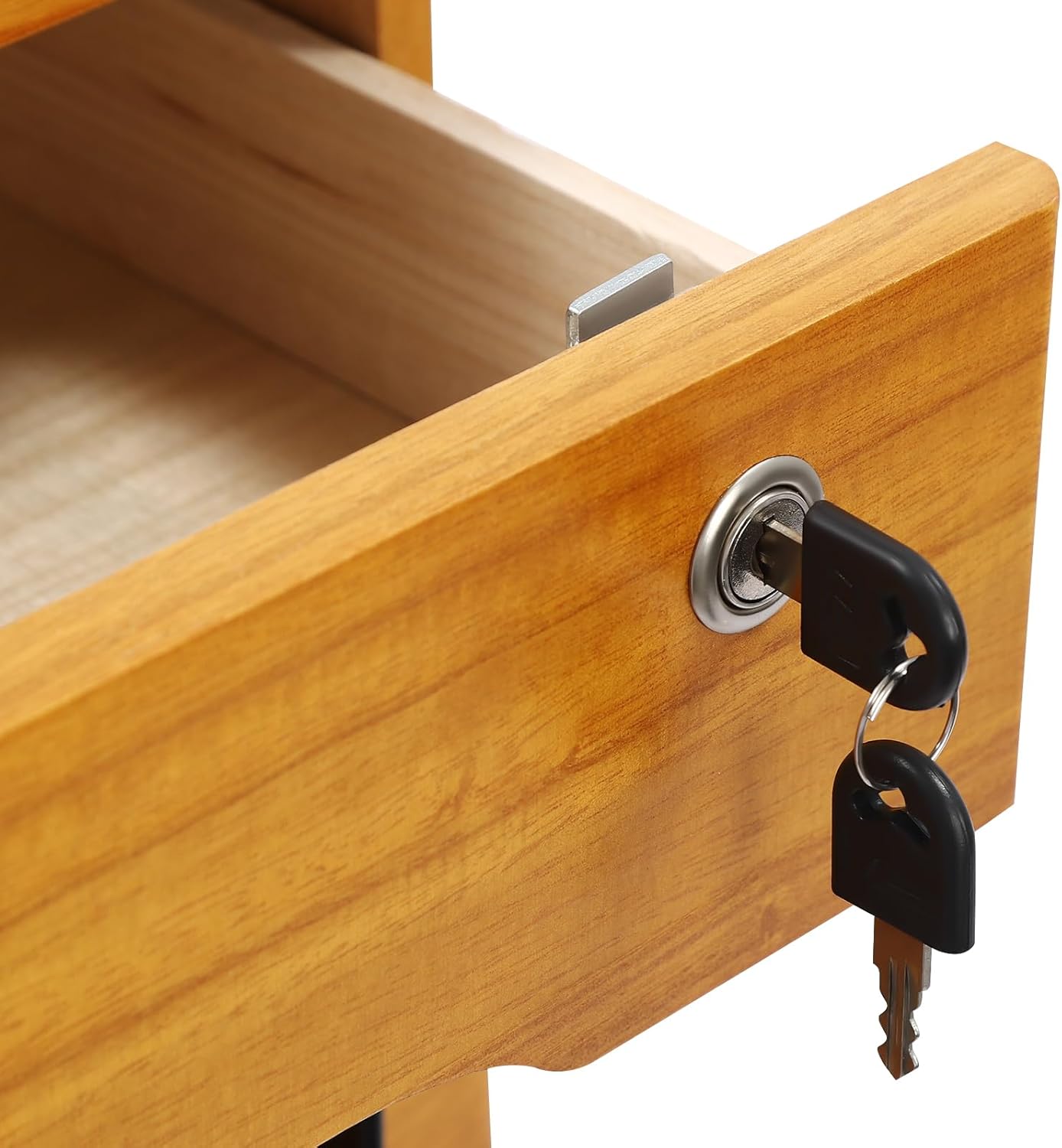 Wooden Desktop Storage Box with Lockable Drawers, File Organizer U4324