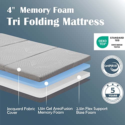 Folding Mattress 4 Inch Twin XL Memory Foam with Washable Cover C28711