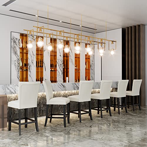 ZBY1331RD-4 Counter Bar Chair Set of 4, Upholstered Stools with Solid Wood Legs, Red G70454