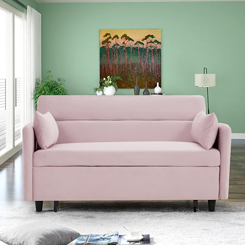 54" Convertible Sofa Bed, 3-in-1 Sleeper Sofa with Pull-Out Bed, Gray Y705521