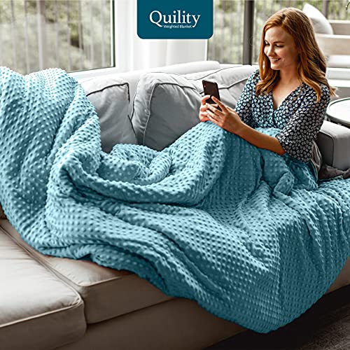 Quility Weighted Blanket for Adults - 15 LB Twin Size, 100% Cotton, Ivory B638