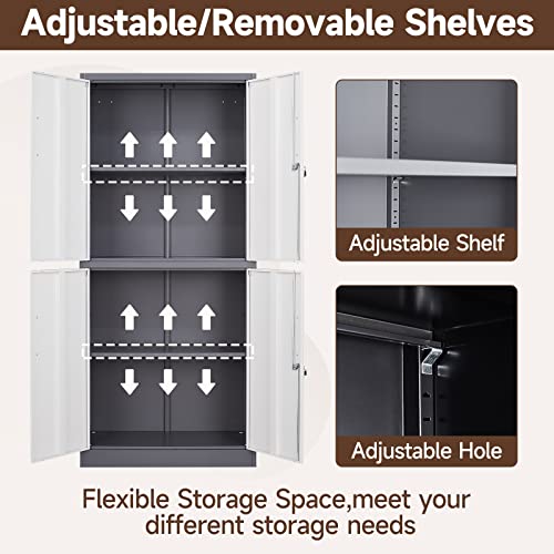 Locking Metal Garage Storage Cabinet, 72" Tall with 5 Shelves, Black F327