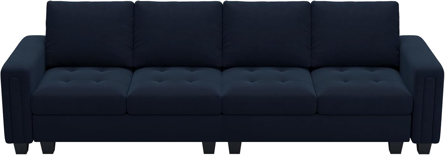 Belffin Velvet Modular 4 Seat Sofa Couch for Living Room Blue K5711
