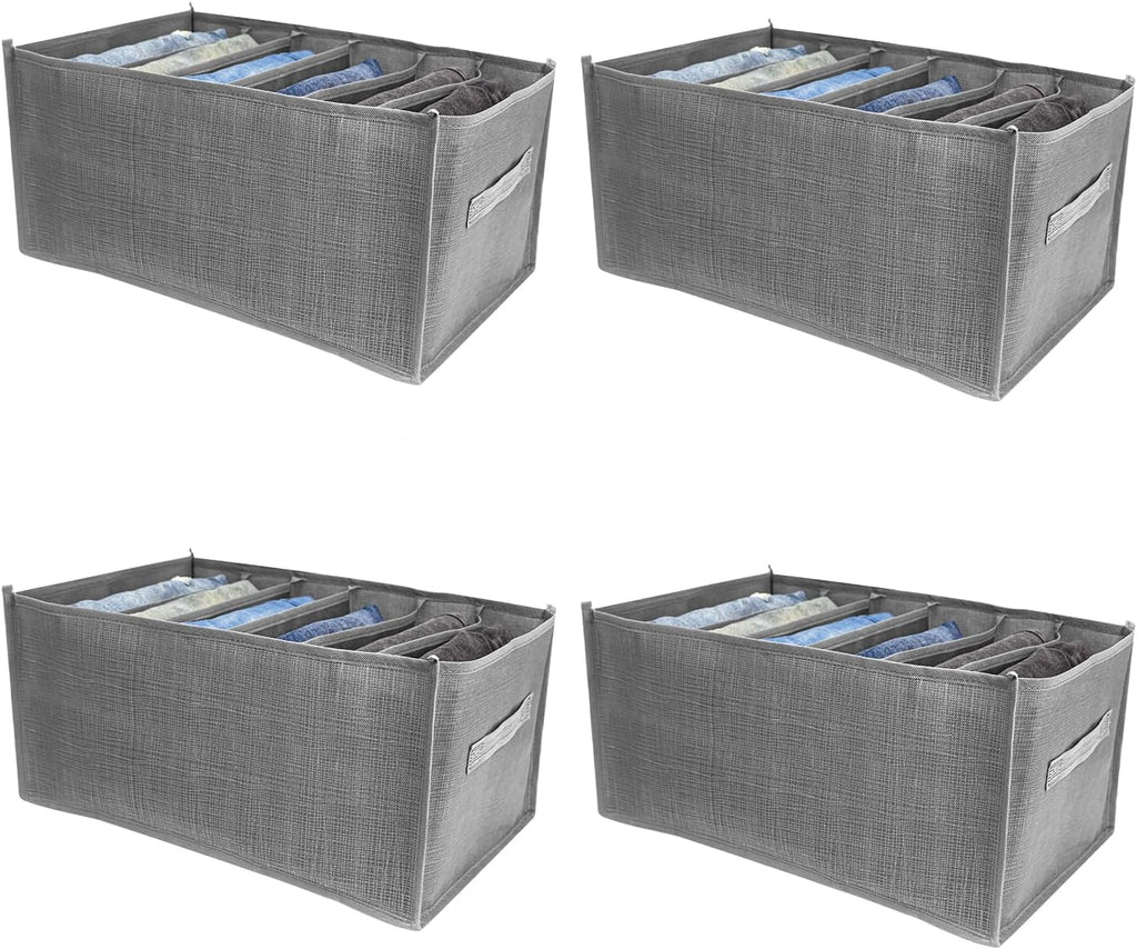 4 Packs Wardrobe Clothes Organizer Drawer with Handles 6-Compartment J117