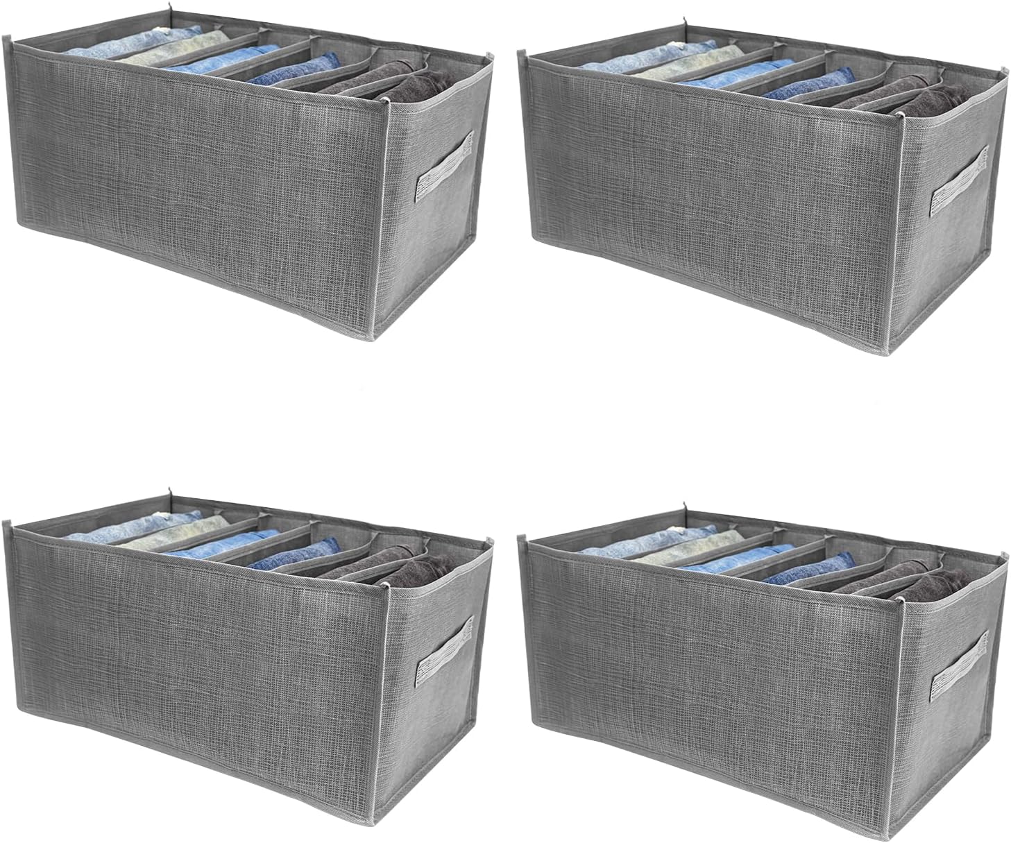 4 Packs Wardrobe Clothes Organizer Drawer with Handles 6-Compartment J117