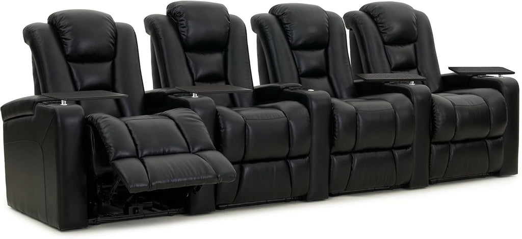 Octane Seating Mega XL950 Home Theater Seats - Black Bonded Leather - Row of 4 X483