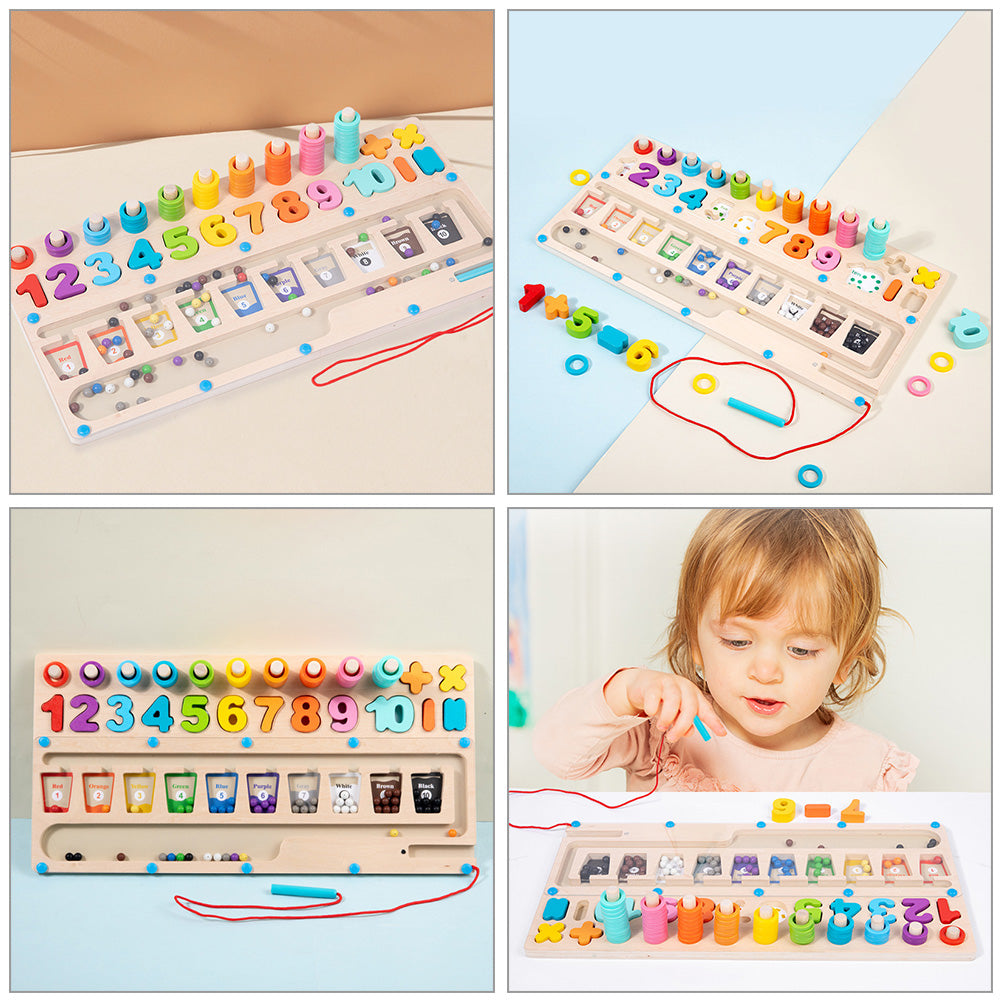 Montessori Wooden Building Blocks Puzzle Pen for Toddlers A13724