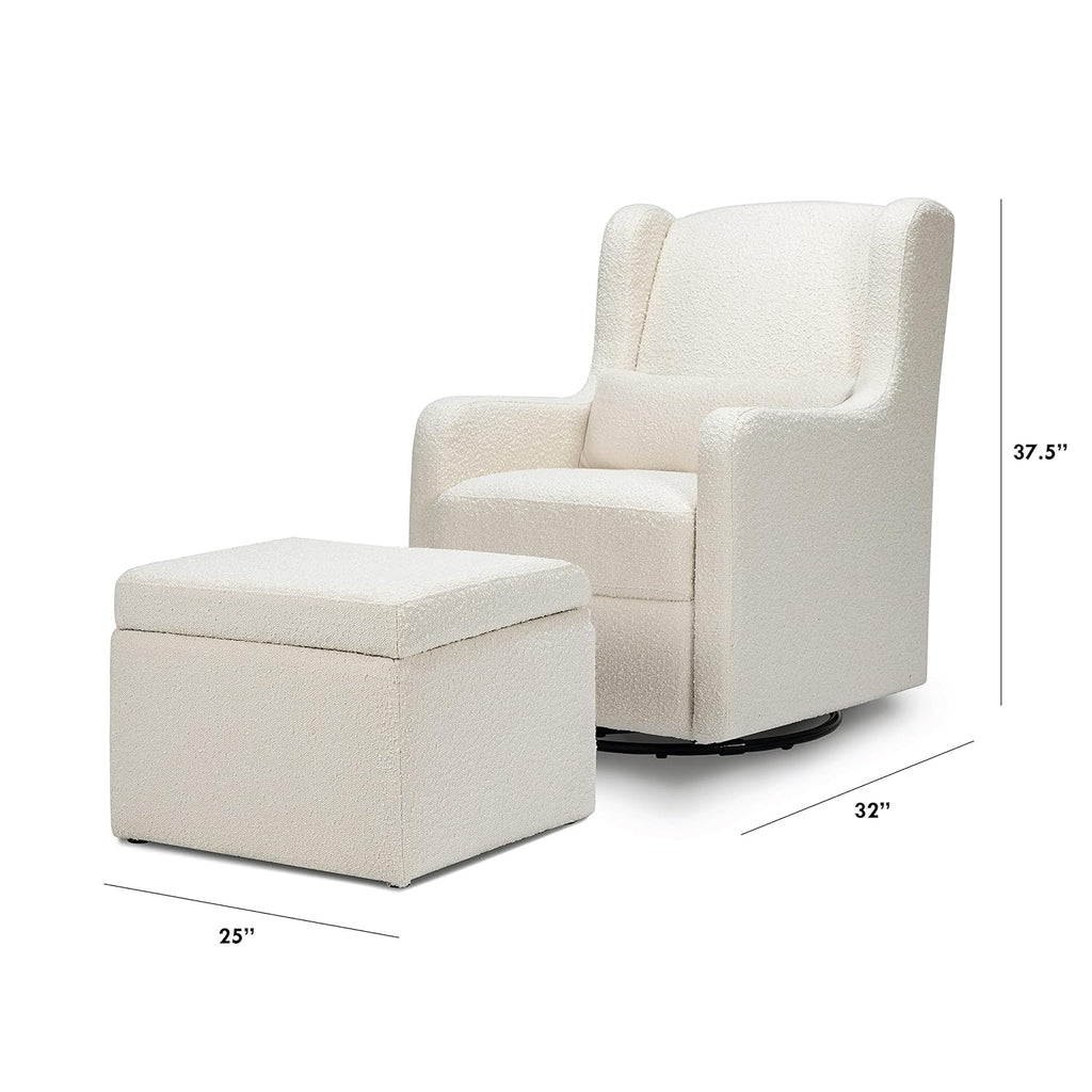 Carter's by DaVinci Adrian Swivel Glider with Storage Ottoman, Ivory Boucle R715477