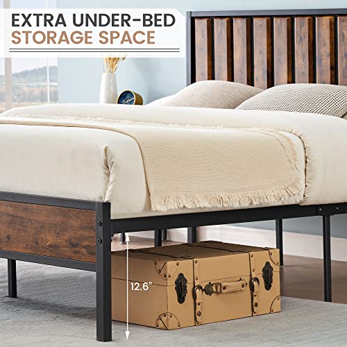 Queen Metal Platform Bed Frame with Headboard D18806