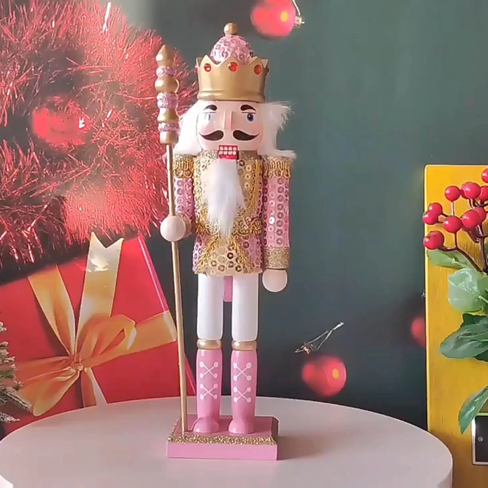 Christmas Wood Pink King Nutcracker Soldier Ornament X64886