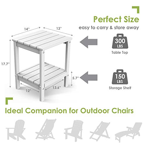Adirondack Outdoor Side Table, Wood Grain, HDPE Plastic, Dark Brown A422