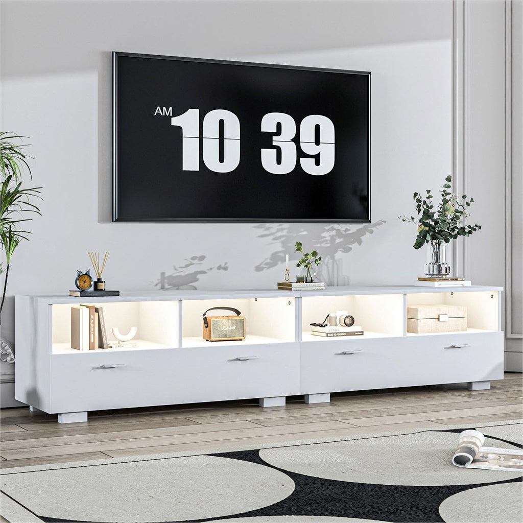 4 EVER WINNER TV Stand for 75+ Inch TV with Storage, White Q7111