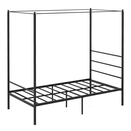 GORELAX Metal Canopy Queen Bed Frame with Slats, No Box Spring Needed D153385