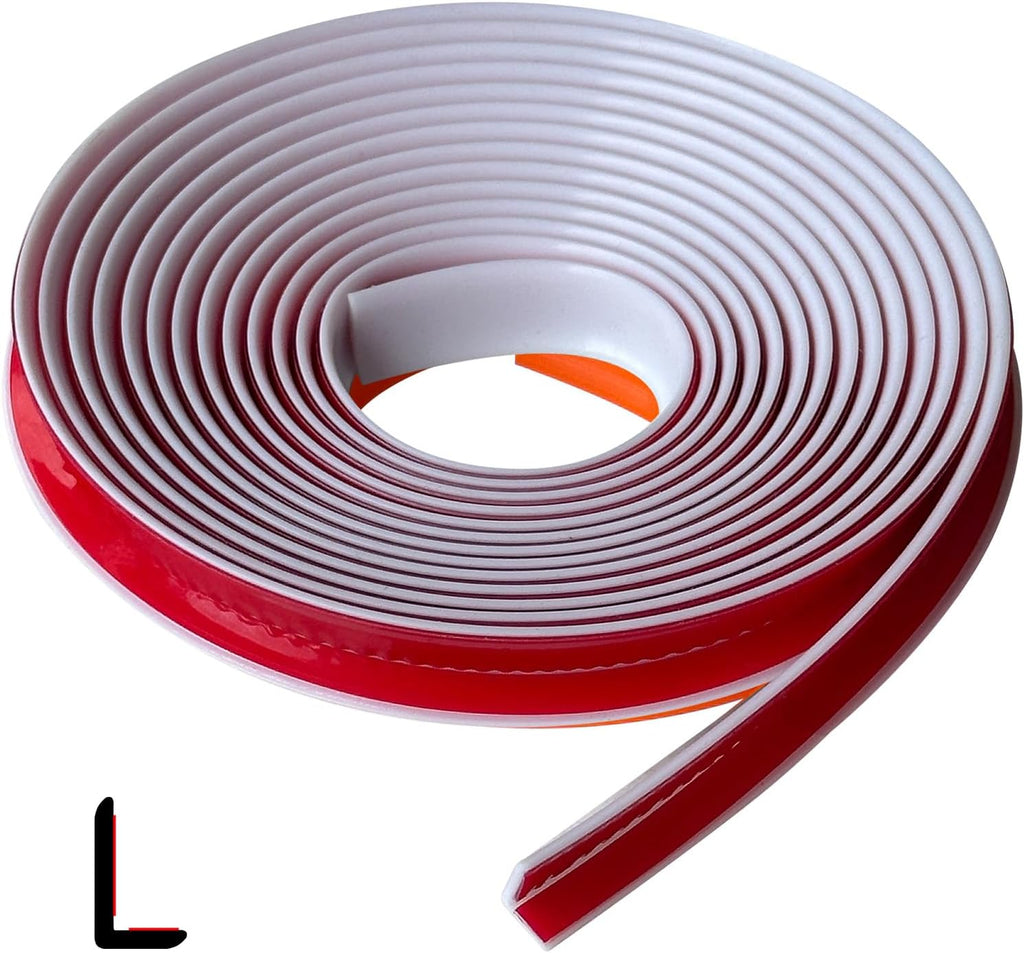 Rubber Corner Edge Trim, Self Adhesive L Shaped Edge Trim, Small Size Peel and Stick Edge Trim for Tile, Wall and Furniture Edges, White Color, 10Ft