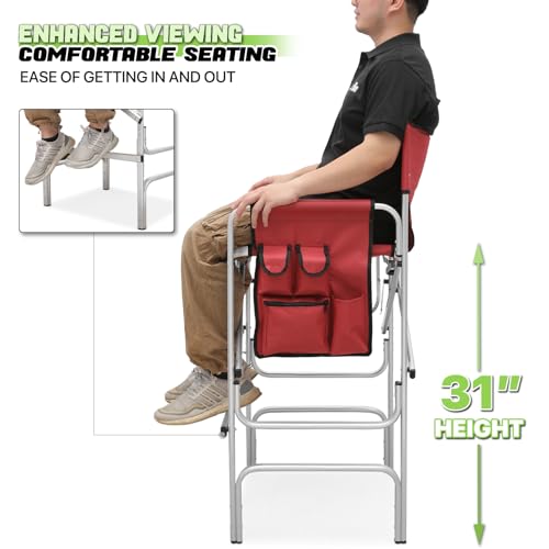 Magshion 31-Inch Folding Camping Director Chair with Side Table, Dark Green L15141