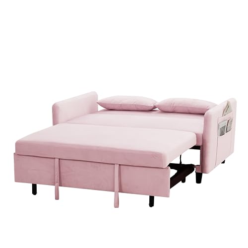 54" Convertible Sofa Bed, 3-in-1 Sleeper Sofa with Pull-Out Bed, Gray Y705521