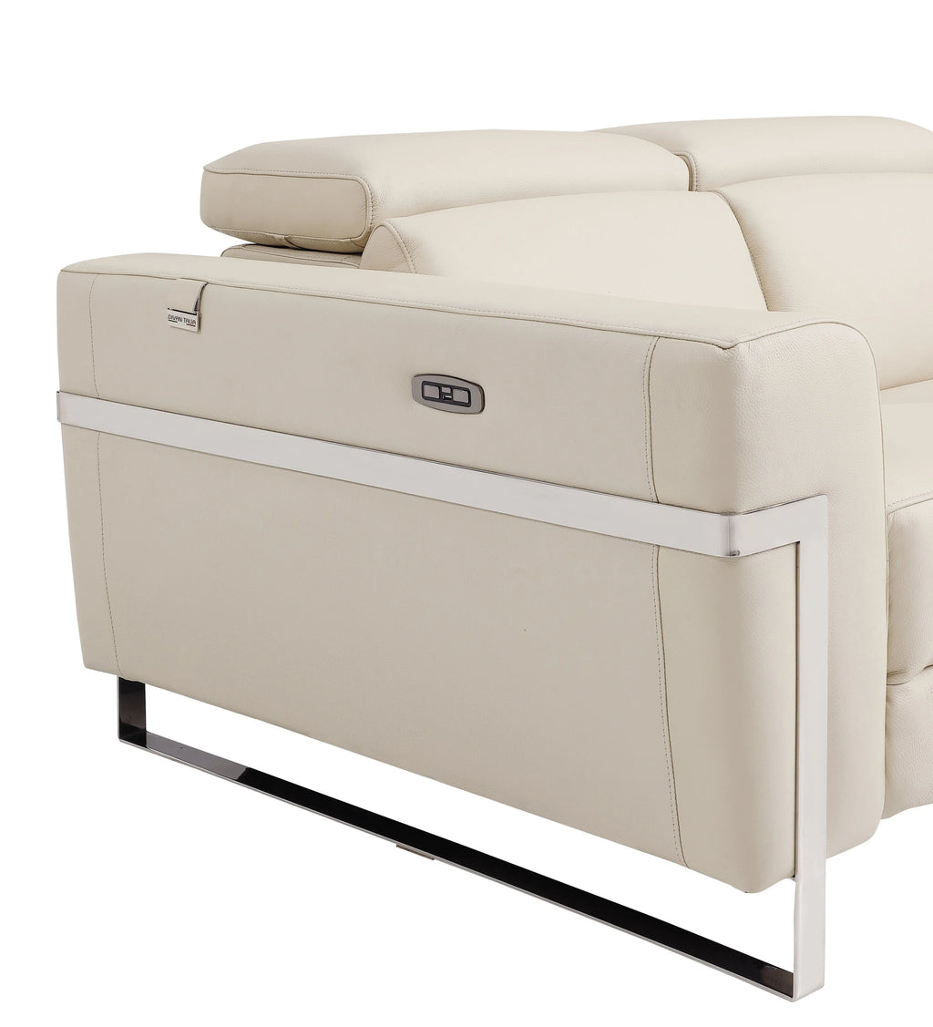 Regal Top Grain Italian Leather Power Recliner Chair - Beige L672