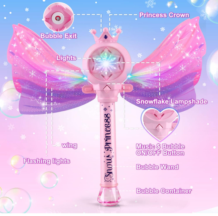 WLHONG Bubble Wands for Kids, Light Up with Music Automatic Bubble Machine B49116