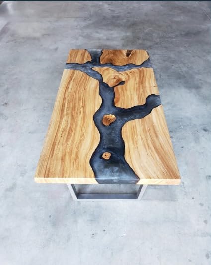Epoxy Resin Dining Table 60 x 36 Inches Grey S679