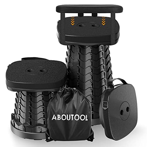 Folding Camping Stool, Square Collapsible Portable Stool,Collapsible Stool with Elastic Seat Cushion& Adjustable Nylon Bag, Sturdy Lightweight Telescoping Foldable Stool,Max Load 550lb (Green)