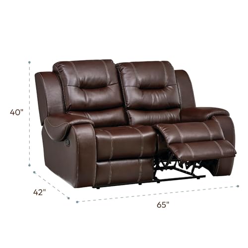 Cambridge Brown Abilene Double Reclining Loveseat Faux Leather Z369532