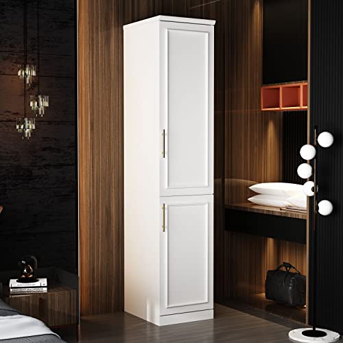 FAMAPY 2 Door Wardrobe Closet with Hanging Rod, White S203963