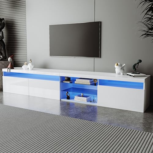 TV Stand for TVs Up to 100'', TV Console Cabinet with LED Lights and Storage, Black Z3605