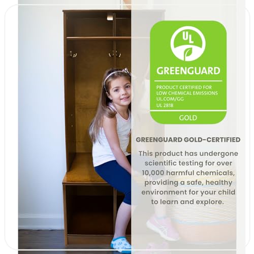 Little Partners Kids Wooden Locker, Two Cubby, 6 Compartment, Earl Grey X42216