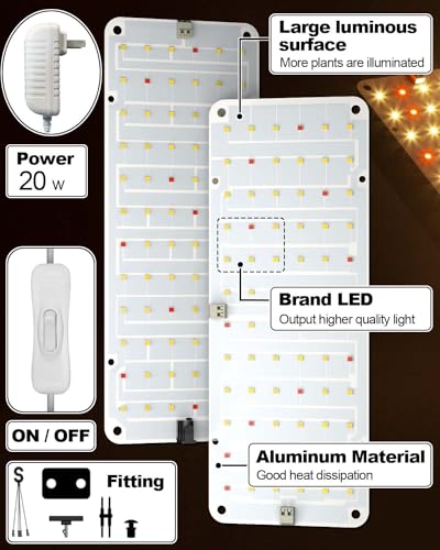 Grow Light for Indoor Plants, 20W Full Spectrum LED with On/Off Switch V65189