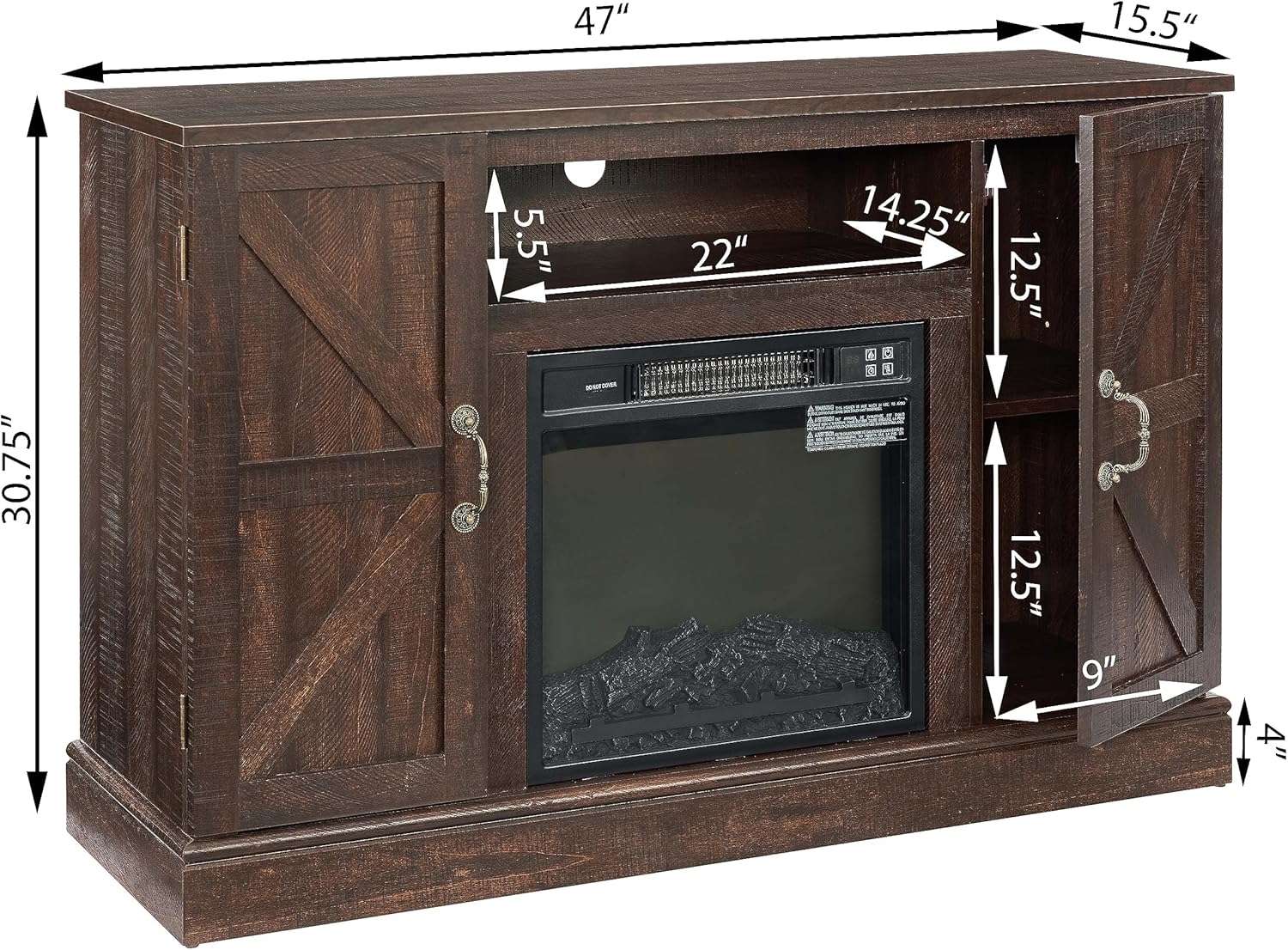 amerlife Electric Fireplace TV Stand for 50" TVs with Cable Management Z8847