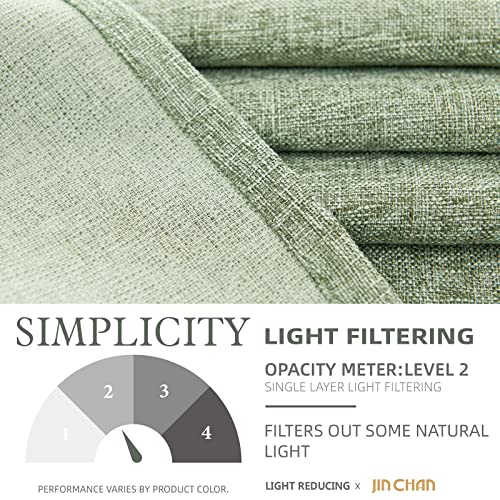 jinchan Faux Linen Curtains Sage Green 84 Inches Rod Pocket 2 Panels H544